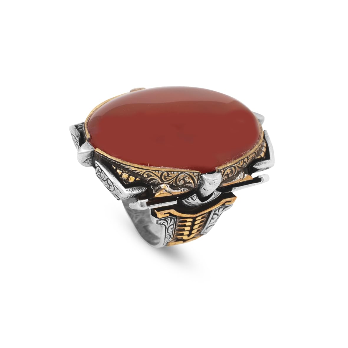 Carnelian Ring Large Statement Chunky Silver Whiskey Barrel Ottoman Vintage 925 Sterling Engagement Promise Gemstone Gift for Husband