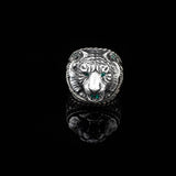 Handmade 3D Tiger Ring in 925 Sterling Silver with Jade Gemstone - Men's Animal Jewelry — image 2