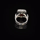 925 Sterling Silver Garnet Ring – Vintage Handmade Micro Stone Statement Ring for Men – Polished Engagement Ring with Custom Engraving & Silver Polishing Cloth Gift — image 6