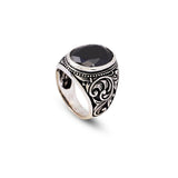 Handmade Onyx Gemstone Oval Stone Engagement Ring for Men Vintage 925 Sterling Silver — image 1