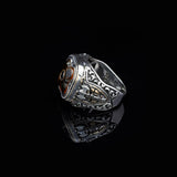 Handmade Vintage Ax Amber Ring with Micro Onyx Stone in 925 Sterling Silver for Men - Unique Gemstone Jewelry - Silver Polishing Cloth Gift — image 4