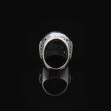 Handmade Special Turquoise Gemstone Ring – Large Chunky Ottoman Sterling Silver Ring for Men – Micro Sapphire Accent – Vintage Style Engagement Ring with Custom Engraving — image 5