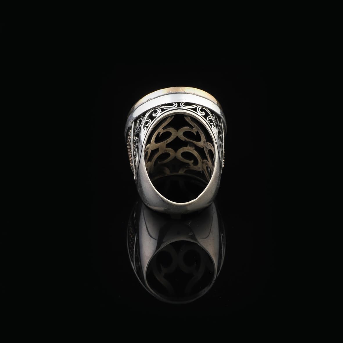 Men's Black Onyx and Micro Sapphire Chunky Sterling Silver Ring