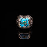 Genuine Turquoise Men's Ax Ring with Micro Emerald Stone - Vintage Handmade 925 Sterling Silver Ring for Men - Includes Silver Polishing Cloth Gift — image 2