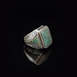 Men's Vintage Jade and Micro Stone Statement Ring — image 4