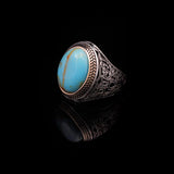 Handmade Genuine Turquoise Men's Ring - 925 Sterling Silver Gemstone Jewelry with Silver Polishing Cloth Gift — image 5
