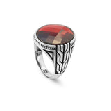 Garnet Ring Ottoman Vintage Ring Sterling Silver Ring Pinky Ring Silver Signet Ring Gemstone Ring Ottoman Statement Ring Vintage Ring Gift for Him — image 1