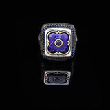 Lapis Lazuli and Onyx Men's Ring with Micro Stone Accents - Vintage Handmade 925 Sterling Silver Jewelry — image 2