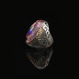 Special Turquoise Stone Ring – Large Oval Stone in Polished 925 Sterling Silver — image 5