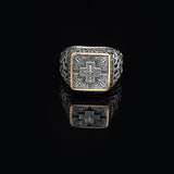 Men's 925 Sterling Silver Cross Signet Ring - Christian Vintage Statement Ring - Polished Handmade Engagement Ring with Custom Engraving - Silver Polishing Cloth Gift Included — image 3