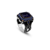 Handmade Vintage Blue Sapphire Ring - Polished 925 Sterling Silver Men's Gemstone Ring — image 1