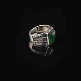 Handmade Jade Gemstone Square Stone Pinky Ring for Men Vintage 925 Sterling Silver — image 4