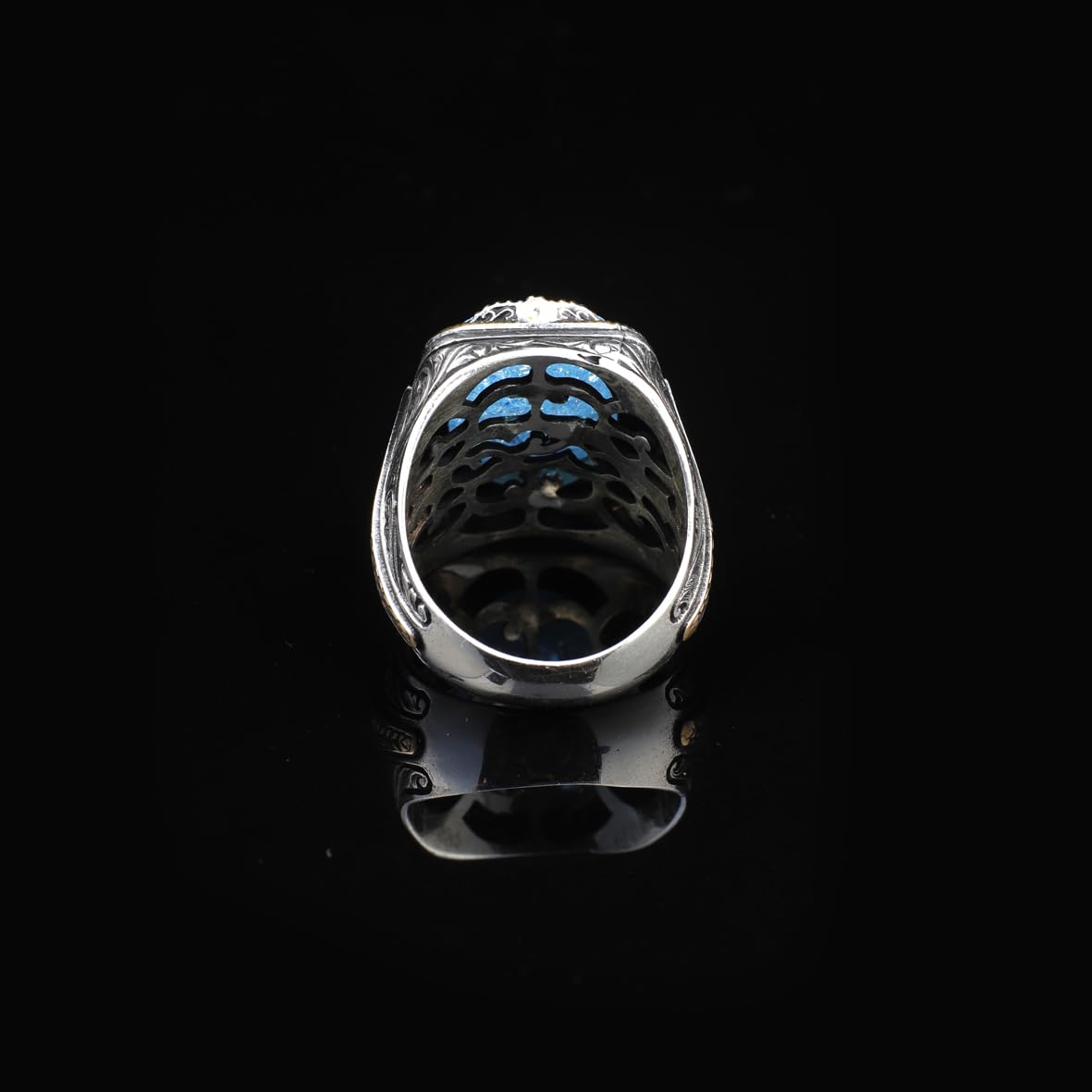 Vintage Handmade 925 Sterling Silver Men's Aquamarine Ring - Handcrafted Ring for Men - 925 Sterling Silver Rings for Men