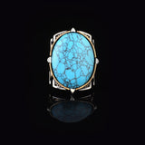 Handmade Men's Turquoise Ring – Chunky Sterling Silver Engagement Ring with Vintage Ottoman Design — image 3