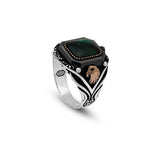 Eagle Emerald Ring - Vintage Mens Gemstone Ring — image 1