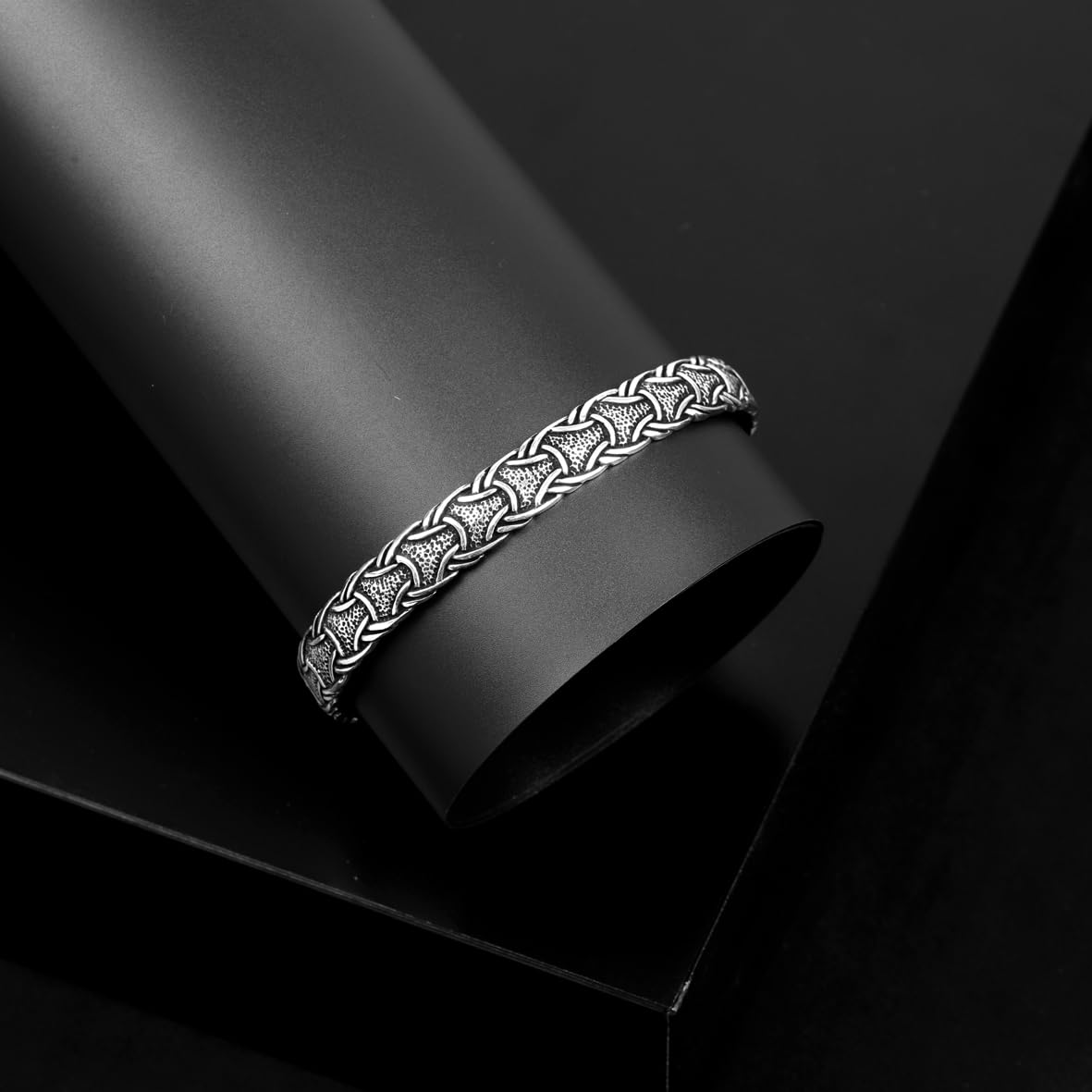 Hand-Engraved Thick Silver Band Bracelet for Men – Handmade Sterling Silver Cuff