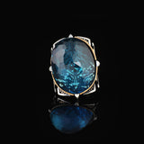 Handmade Vintage Aquamarine Ring - Chunky Silver Engagement Ring for Men with Custom Engraving - Ottoman Style Sterling Silver Ring & Gift Silver Polishing Cloth — image 3