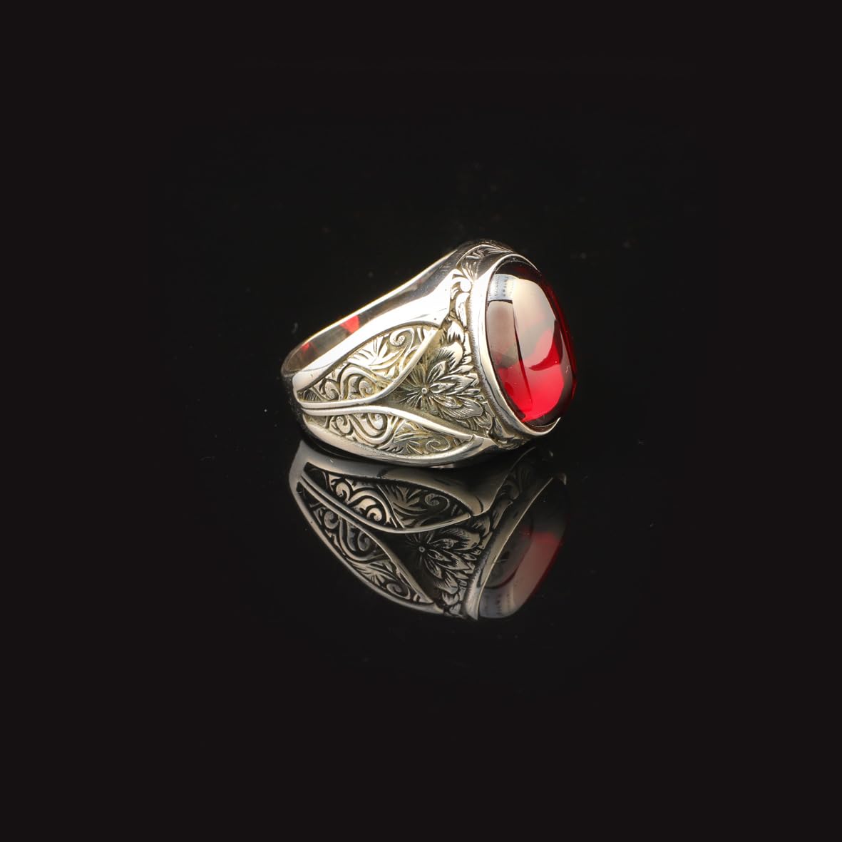 Ruby Ring Ottoman Vintage 925 Sterling Silver Ring Engagement Promise Ring for Him Gemstone Ring Gift for Husband