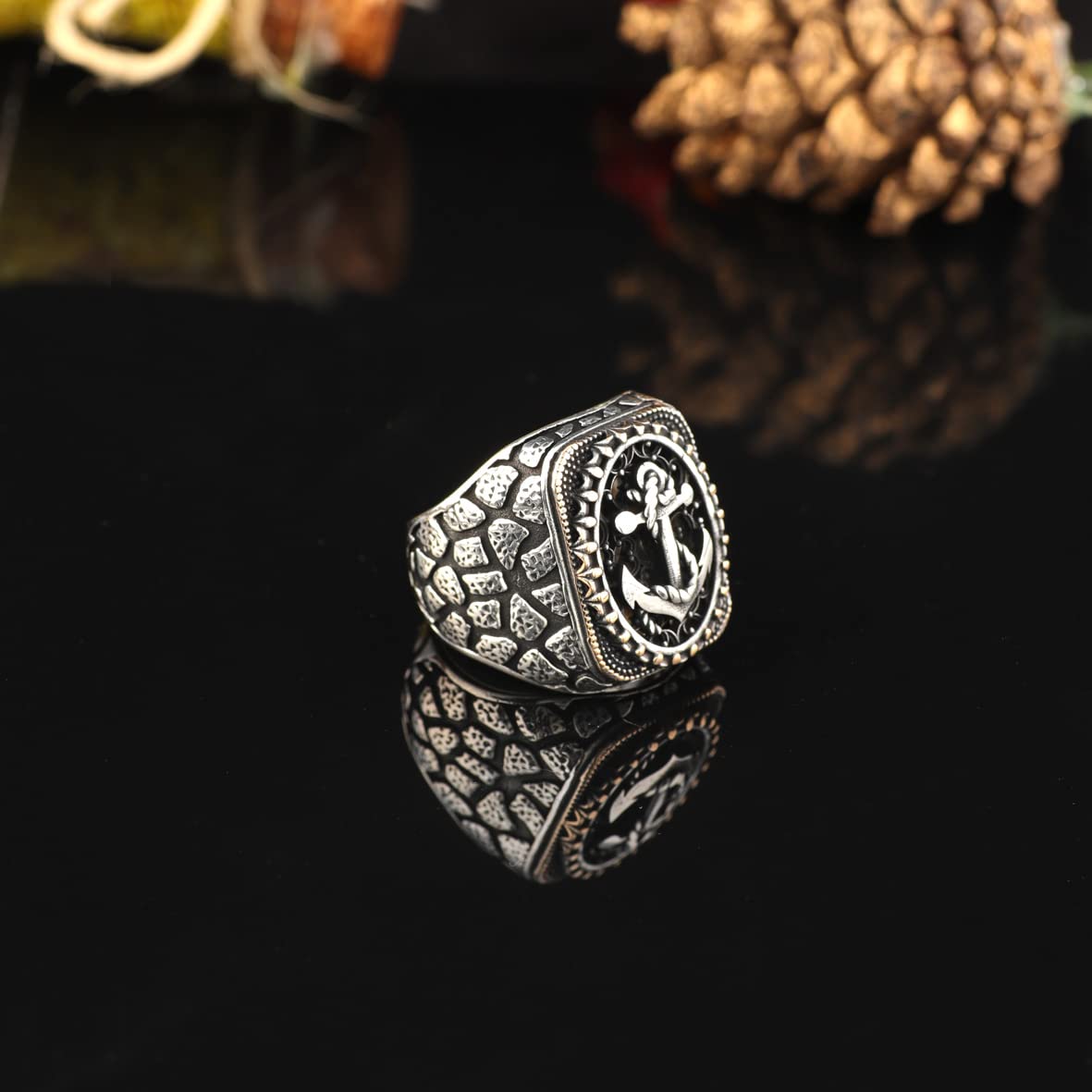 925K Sterling Silver Anchor Ring