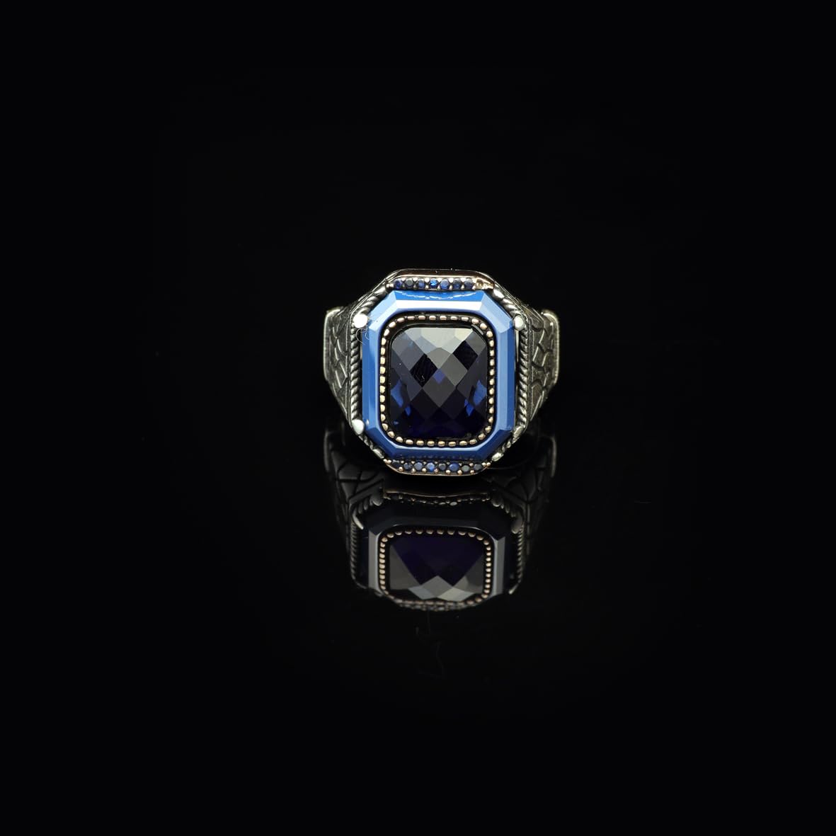 Vintage Blue Tiger Eye Ring for Men