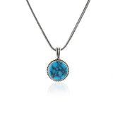 Men’s Turquoise Gemstone Necklace - Sterling Silver Gothic Biker Pendant Chain with Silver Cleaning Cloth Gift — image 1
