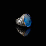 Vintage Handmade 925 Sterling Silver Men's Aquamarine Ring - 925 Sterling Silver Rings for Men - Handcrafted Ring for Men — image 3