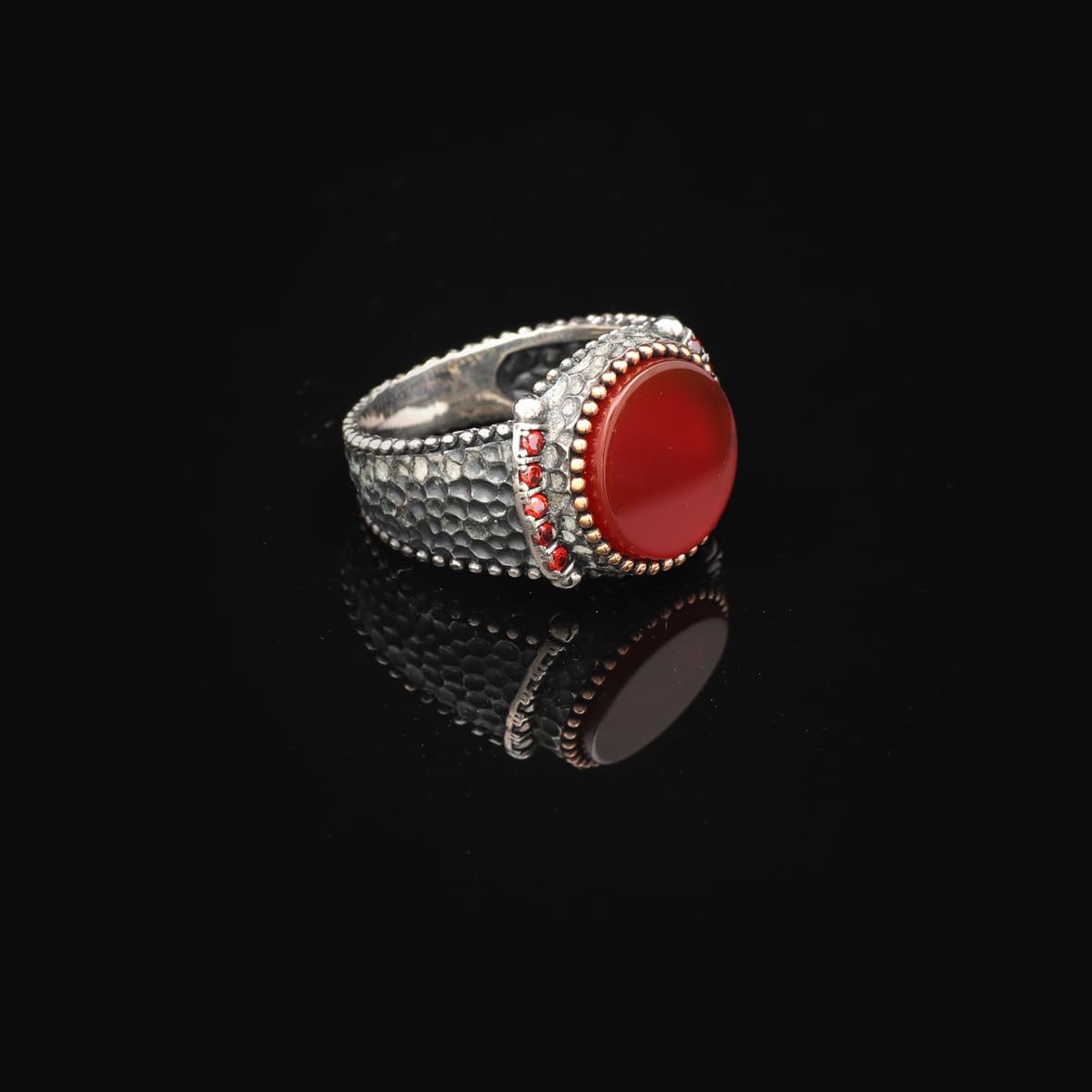 Handmade Signet Carnelian Gemstone Pinky Ring - Vintage 925 Sterling Silver Men's Engagement Ring