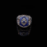 925 Sterling Silver Men's Ring - Handmade Ottoman Style Sapphire Gemstone Jewelry with Unique Design — image 2