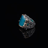 Handmade Jade Ring in Ottoman Style - 925 Sterling Silver Men's Gemstone Jewelry — image 3