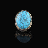 Handmade Men's Turquoise Ring – Chunky Sterling Silver Engagement Ring with Vintage Ottoman Design — image 3