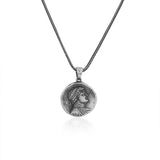 Sterling Silver Men's Coin Necklace with Antique Caesar Pendant - Antique Caesar Design in Sterling Silver - Birthday Gifts — image 1