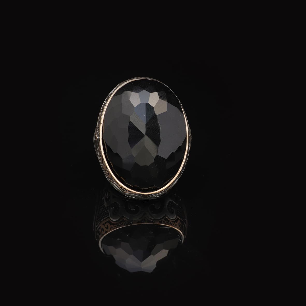 925 Sterling Silver Black Onyx Ring - Large Oval Stone