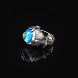 Handmade Aquamarine Gemstone Ottoman Style Sword Ring for Men Vintage 925 Sterling Silver — image 5
