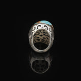 Vintage Genuine Turquoise Men's Ring - Large Oval Stone in 925 Sterling Silver — image 6