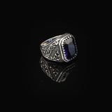Handmade Blue Sapphire Gemstone Engagement Ring for Men Vintage 925 Sterling Silver — image 4