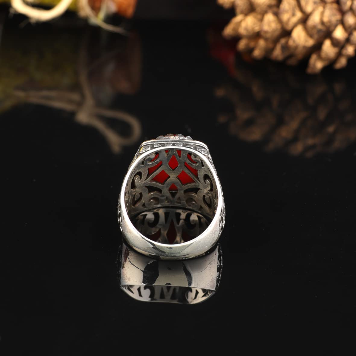 Men Handmade Carnelian Stone Ring