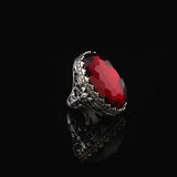 Garnet Gemstone Ring for Men – Chunky Sterling Silver Ottoman Style Vintage Ring — image 4