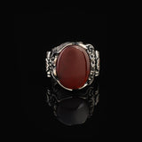 Handmade Carnelian Signet Eagle Ring - Vintage Ottoman Style Pinky Ring in Sterling Silver — image 3