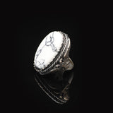 Vintage White Turquoise Eagle Ring for Men - Large Oval Stone 925 Sterling Silver Turkish Handmade Polished Engagement Ring with Silver Polishing Cloth Gift — image 5