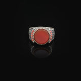 Handmade Signet Carnelian Gemstone Pinky Ring - Vintage 925 Sterling Silver Men's Engagement Ring — image 3