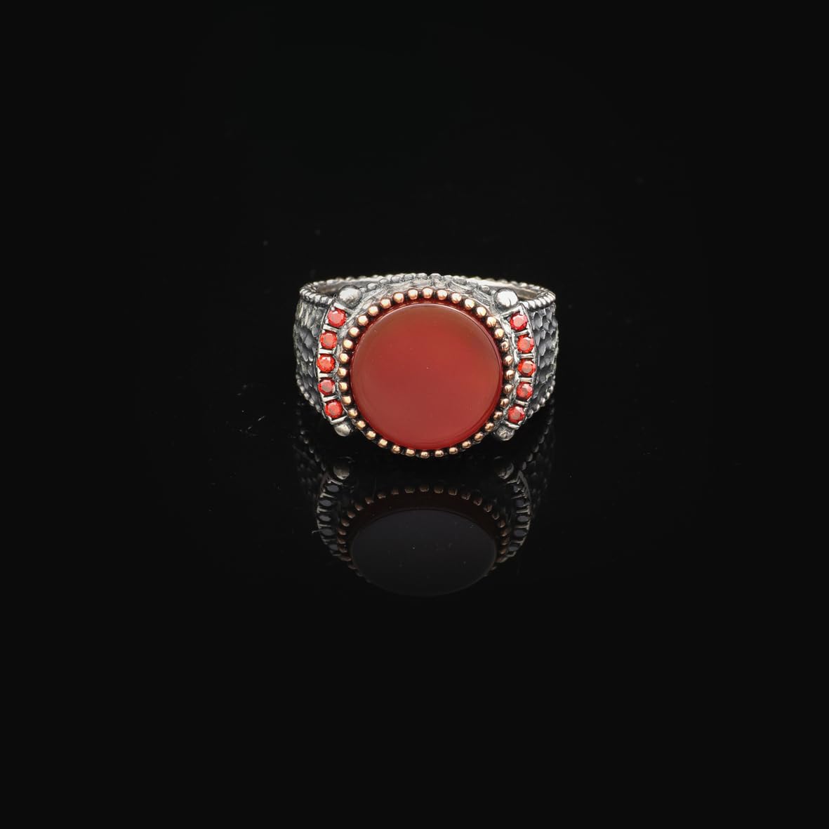 Handmade Signet Carnelian Gemstone Pinky Ring - Vintage 925 Sterling Silver Men's Engagement Ring
