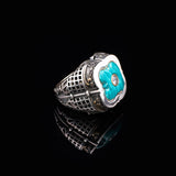 Vintage Handmade Malachite and White Sapphire Sword Ring - 925 Sterling Silver Men's Ring with Micro Stone Accent and Silver Polishing Cloth Gift — image 3