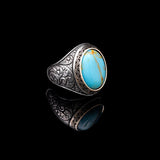 Handmade Genuine Men's Turquoise Ring - 925 Sterling Silver Gemstone Jewelry with Silver Polishing Cloth Gift — image 4