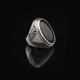 Space Onyx Stone Ring – Large Chunky Sterling Silver Ring with Micro Sapphire Stone — image 3