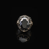 Vintage Ottoman Chunky Onyx Ring for Men – Handmade Gemstone Sterling Silver Engagement Ring with Custom Engraving + Gift Silver Polishing Cloth — image 3