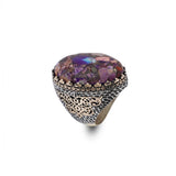 Special Turquoise Men’s Ring with Large Oval Stone – Vintage 925 Sterling Silver Ring — image 1