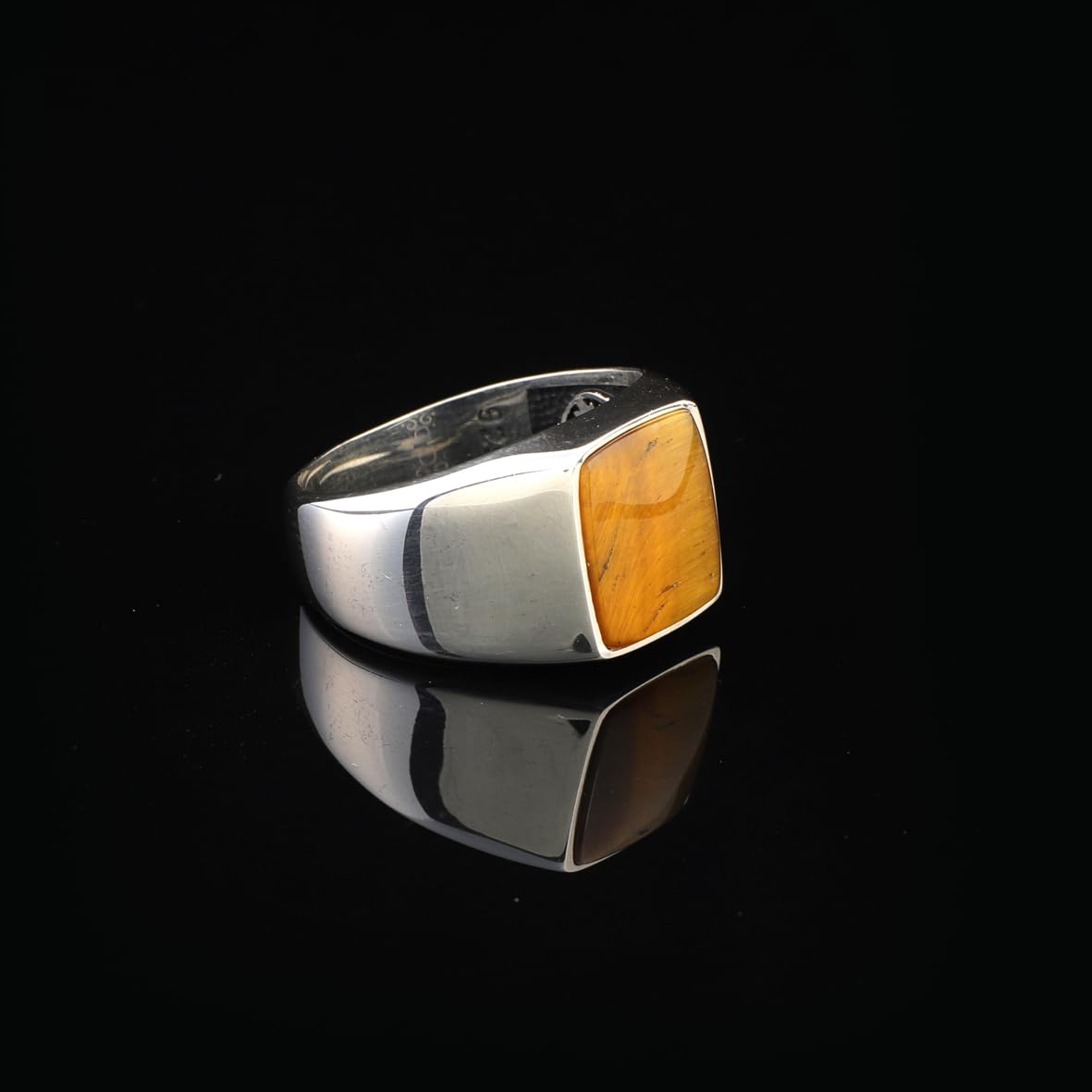 Tiger Eye Gemstone Pinky Ring for Men – Sterling Silver Ottoman Signet Ring