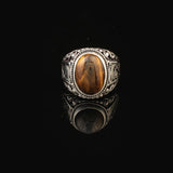 Tiger Eye Ring Pinky Ring Ottoman Vintage 925 Sterling Silver Promise Engagement Gemstone Ring Gift for Husband — image 3