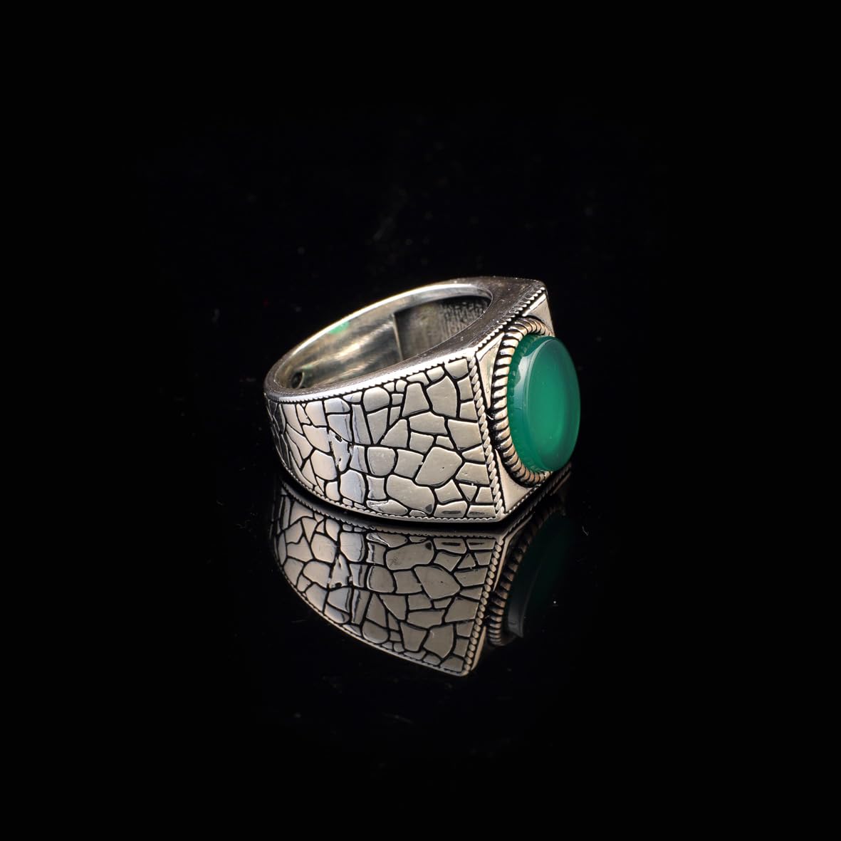 Jade Ring Signet Ring Gemstone Ring Ottoman Statement Ring Vintage Ring Sterling Silver Ring Pinky Ring Gift for Him Handmade