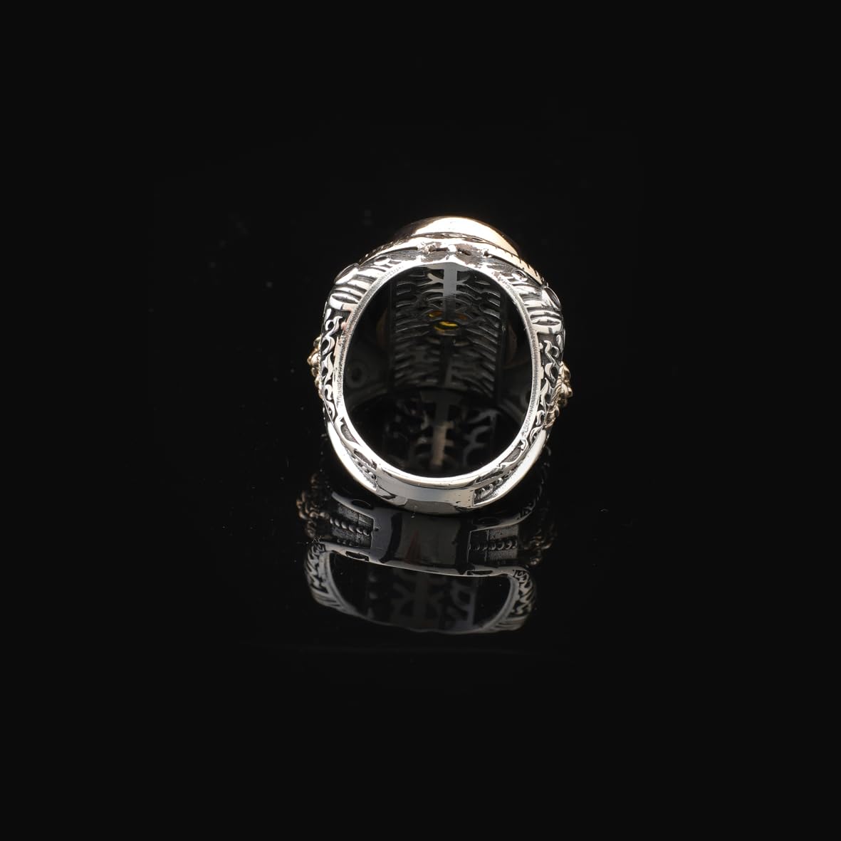 Men’s Vintage Citrine Lion Signet Ring – Handmade Sterling Silver Ring with Gemstone – Animal-Inspired Ring for Men – Custom Engraving – Gift Silver Polishing Cloth